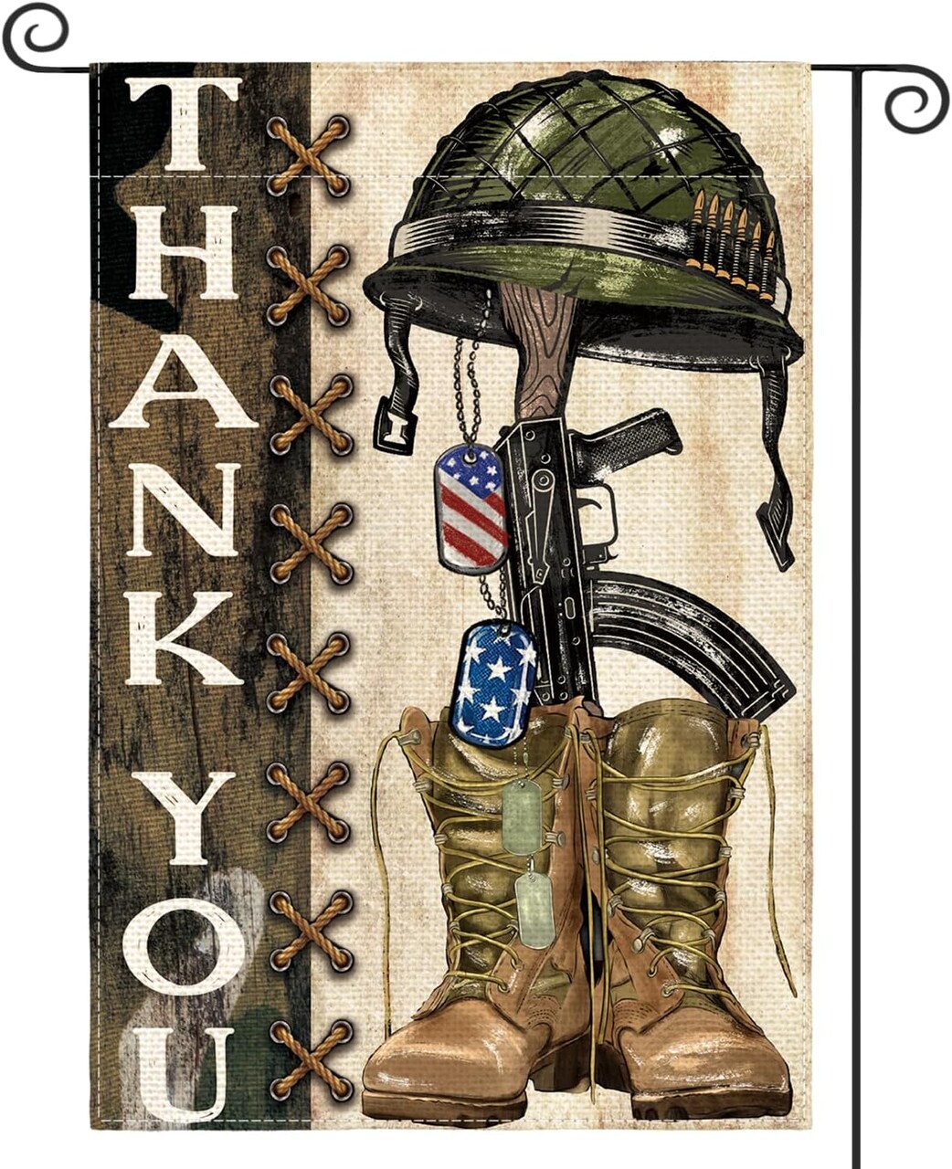 12x18 Inch Memorial Day Garden Flag – Double-Sided Patriotic Veteran Outdoor Decoration with Military Boots – Thank You Heroes